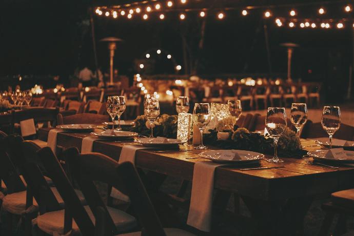 a table set up for a formal dinner