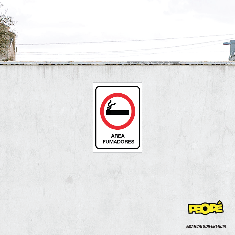 Señal " Area Fumadores" / 21 X 29 Cm / Visibilidad 10m 