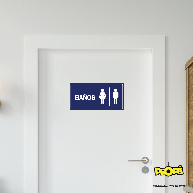 Señal "BAÑO De Hombre O Mujer Fondo Azul"