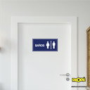 Señal "BAÑO De Hombre O Mujer Fondo Azul"