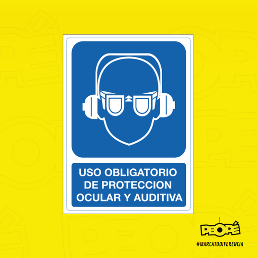 Señal Uso Obligatorio De Protección Visual Y Auditiva 