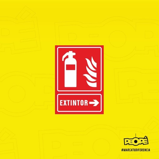 Señal Extintor Con Flecha Hacia La Derecha