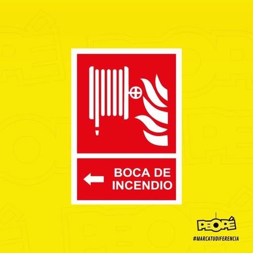Señal Boca De Incendio Con Flecha Hacia La Izquierda