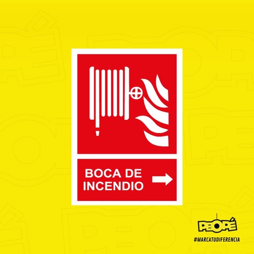 Señal Boca De Incendio Con Flecha Hacia La Derecha