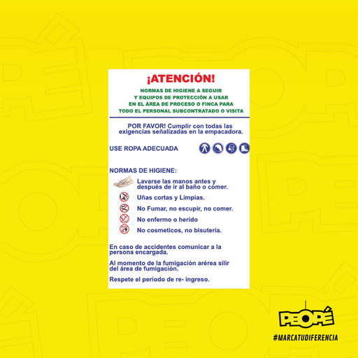 Señal  Atencion Normas De Higiene A Seguir Y Equipos De Proteccion A Usar