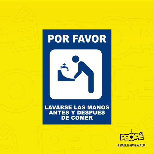 Señal Lavarse las manos antes y despues de comer