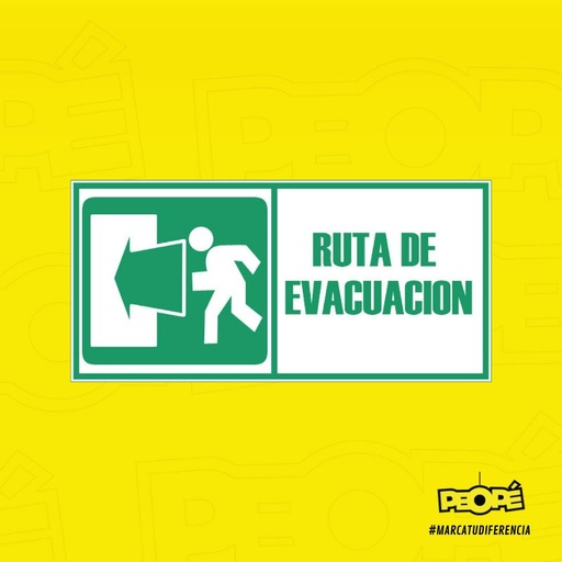 Señal Ruta Evacuación Flecha A La Izquierda